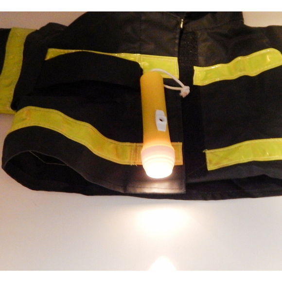 Build a Bear Clothing Black Yellow Fireman Safety Outfit Flashlight Helmet - Picture 8 of 12